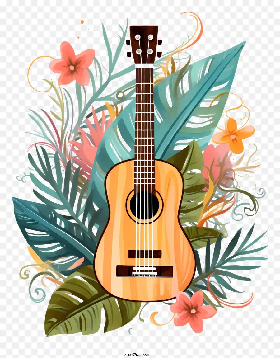 Guitarra，Flores Tropicais PNG
