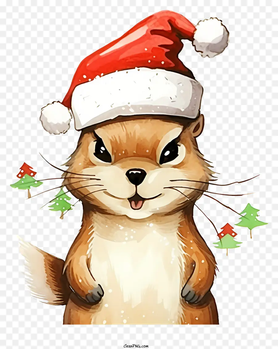 Personagem De Desenho Animado，Esquilo Papai Noel PNG