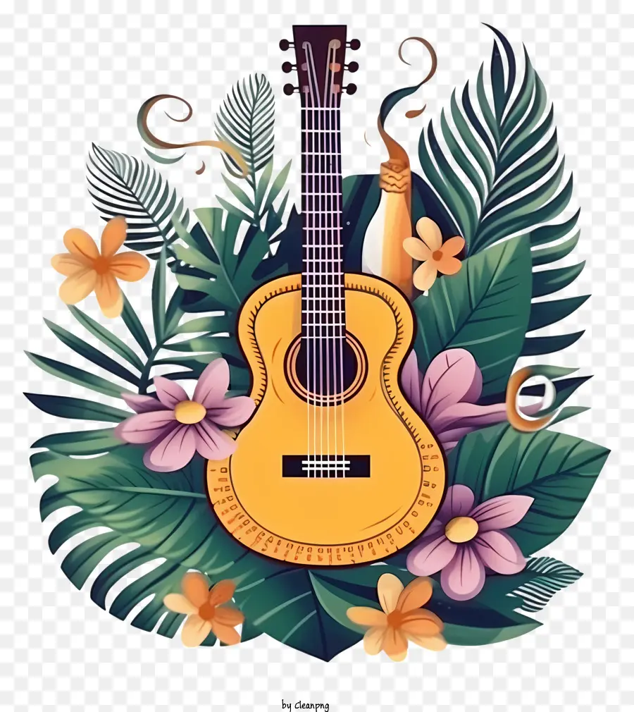 Amarelo Guitarra，Flores Tropicais PNG