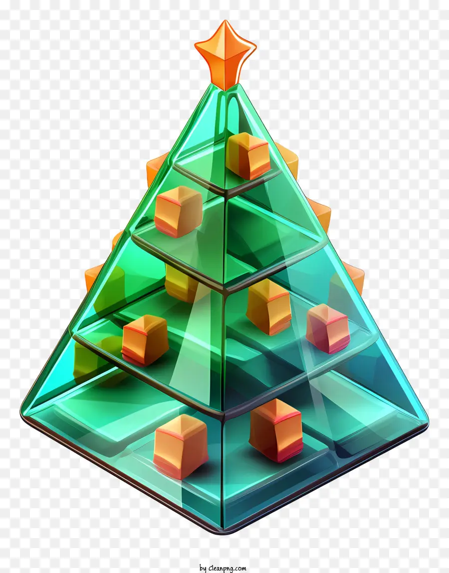 Árvore De Natal 3d，Árvore Do Cubo De Vidro PNG