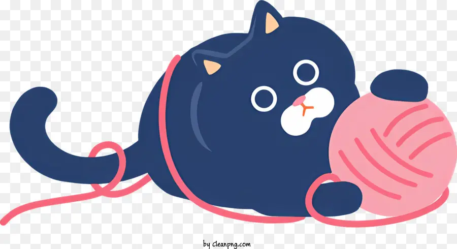 Gato Preto，Bola De Fio Rosa PNG