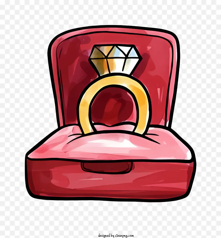 Bolsa De Couro Vermelho，Anel De Diamante PNG