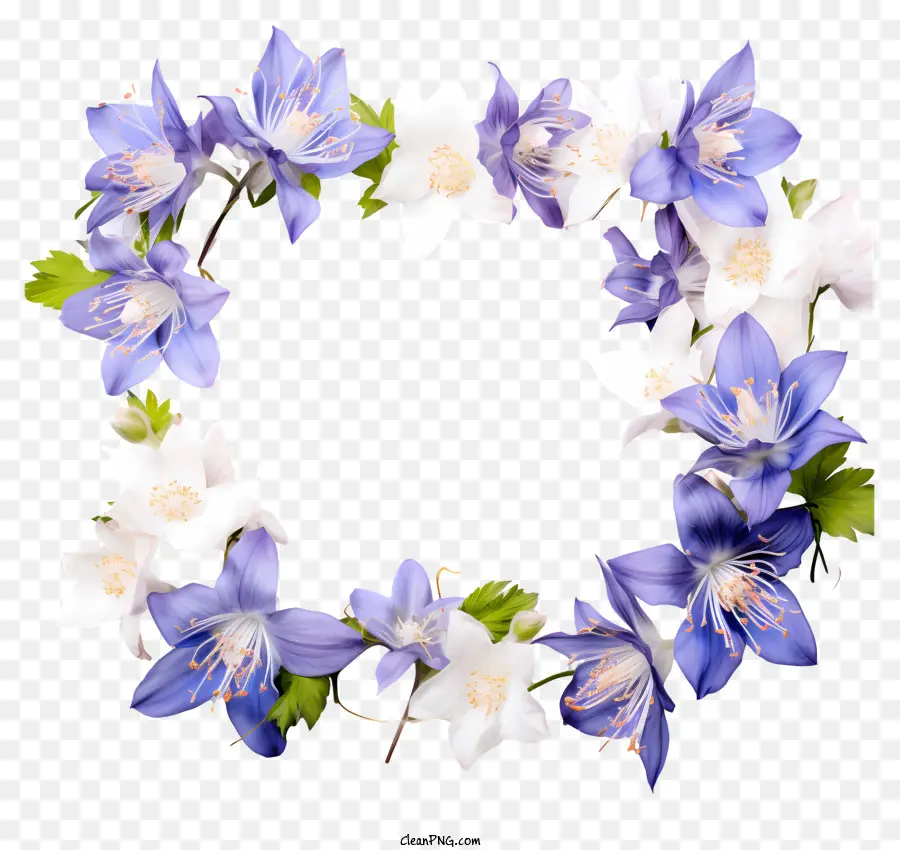 Flor Coroa De Flores，Grinalda Azul E Branca PNG