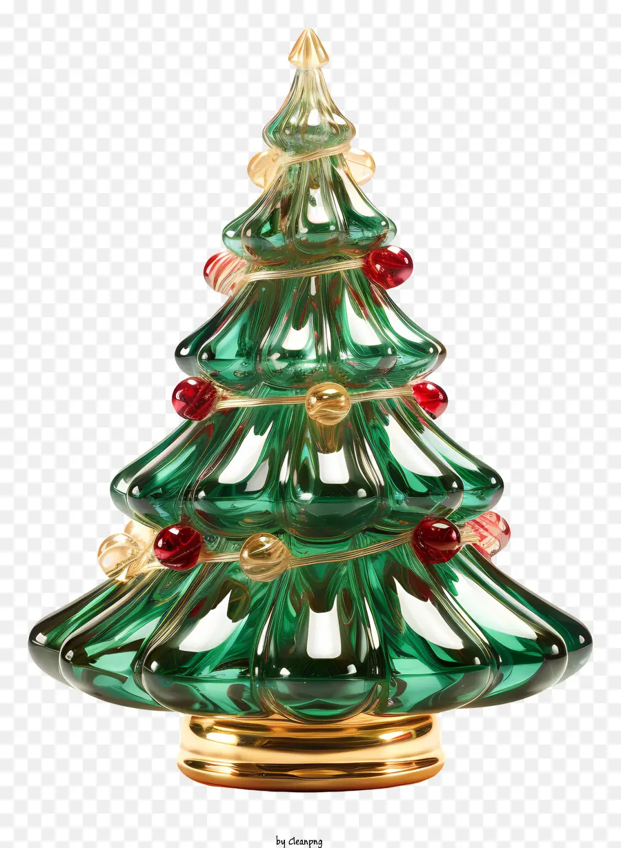 Árvore De Natal De Vidro Verde，Lâmpadas De Vidro Com Aro De Ouro PNG