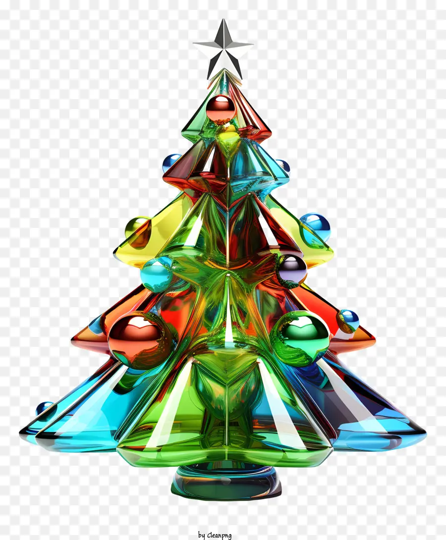 Árvore De Natal Colorida，Ornamentos De Vidro Facetados PNG