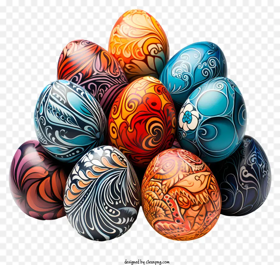 Os Ovos Coloridos，Designs Intrincados PNG