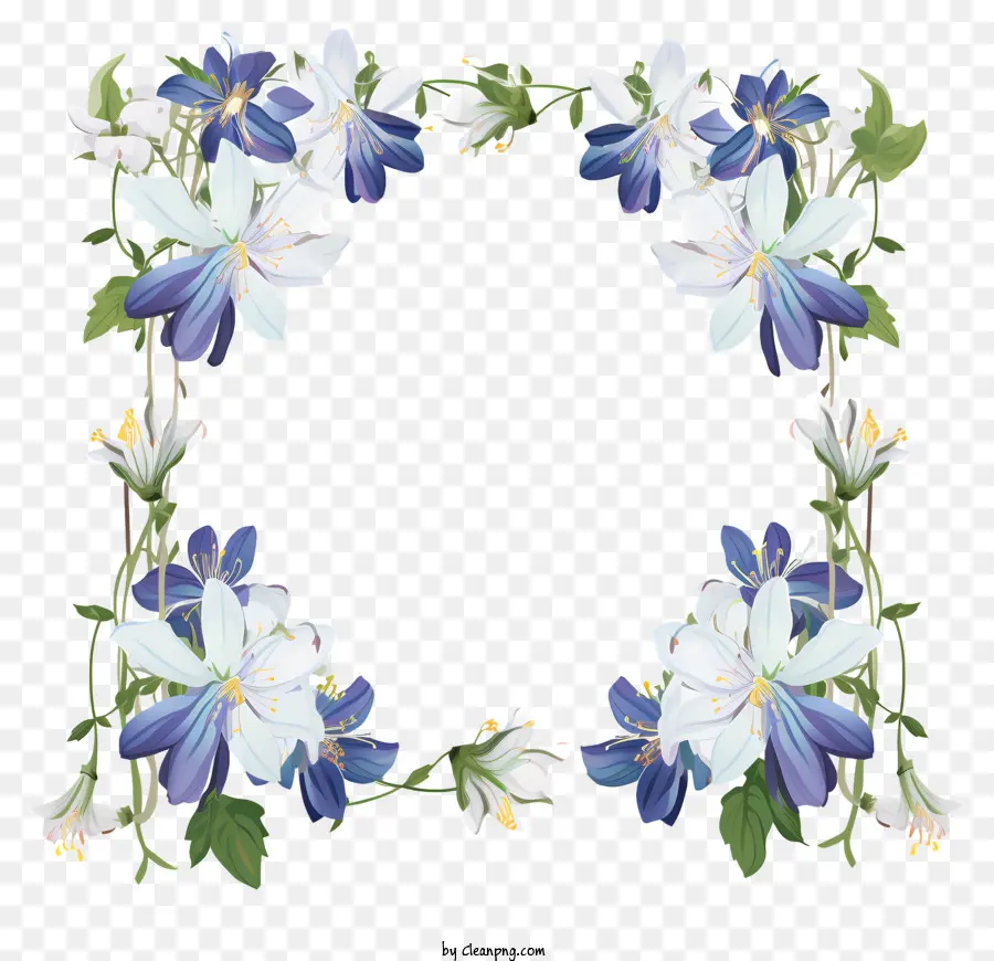 Grinalda De Flores，Azul E Branco Flores PNG