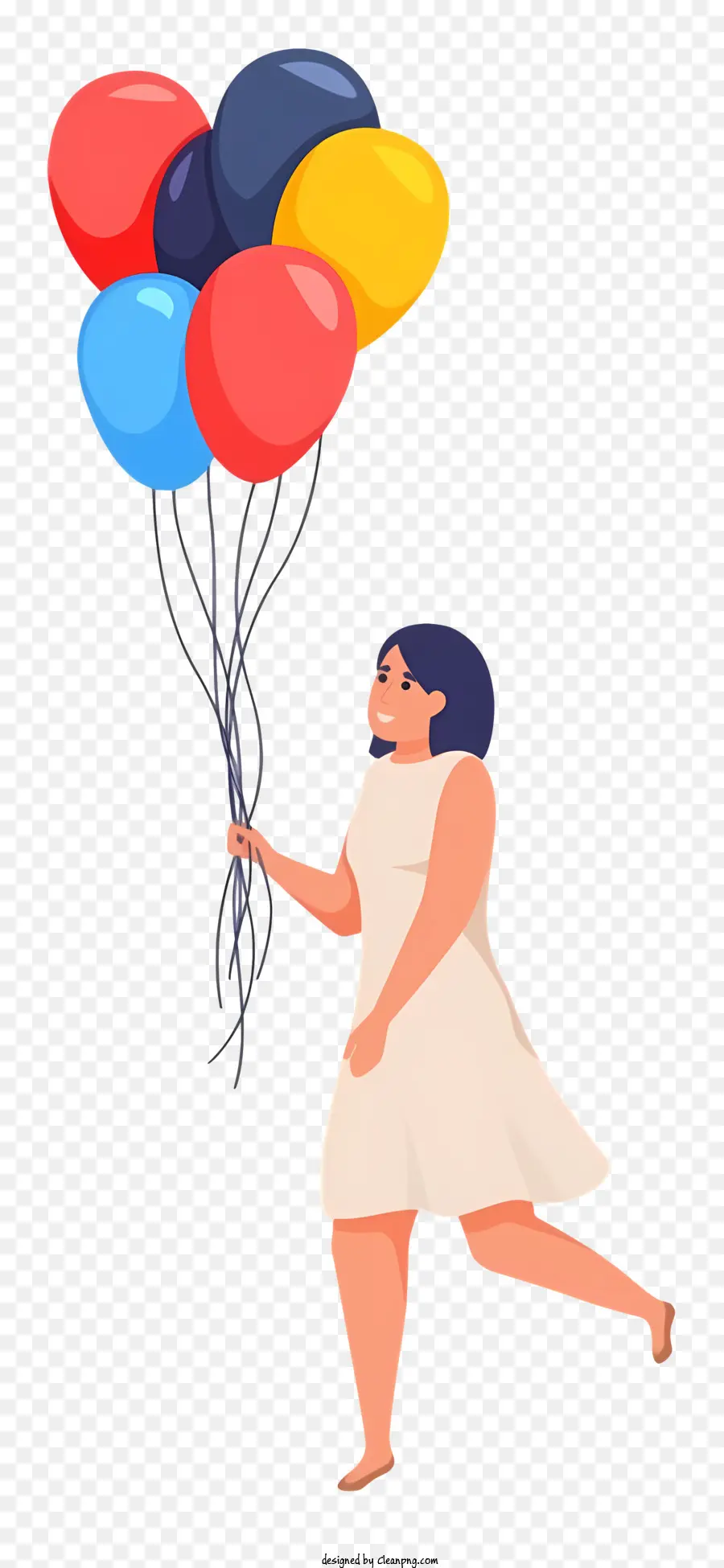 Mulher Com Balões，Balões Coloridos PNG