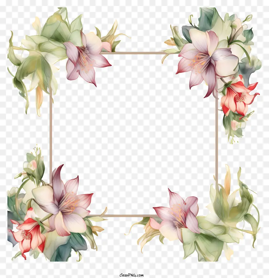 Flower Frame，Flores Coloridas PNG