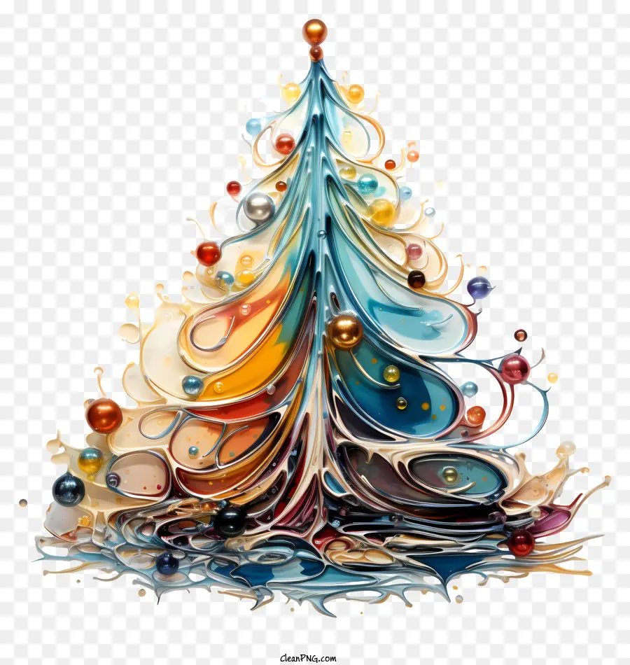 Árvore De Natal Colorida，Resumo Da árvore De Natal PNG