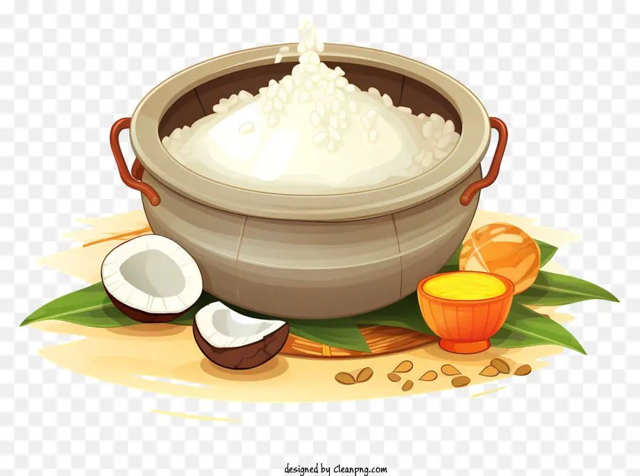 Tigela De Arroz，Leite De Coco PNG