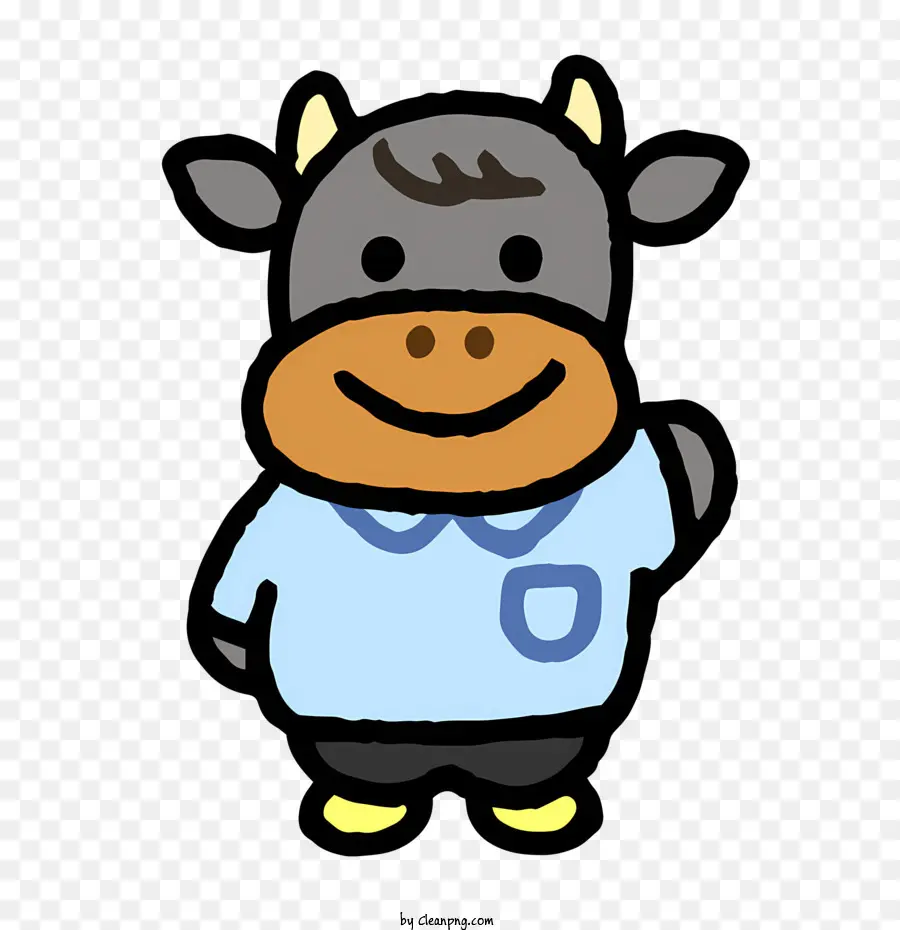 Cartoon Cow，Camisa Azul PNG