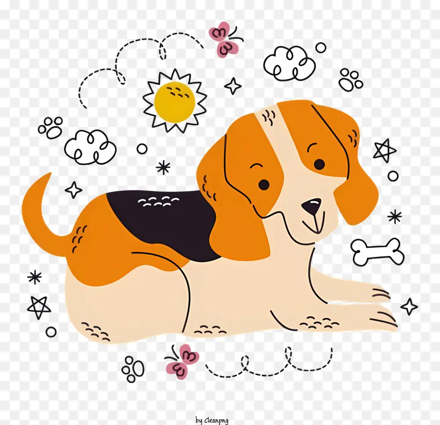 Bonito Dos Desenhos Animados Do Cão，Black Background PNG