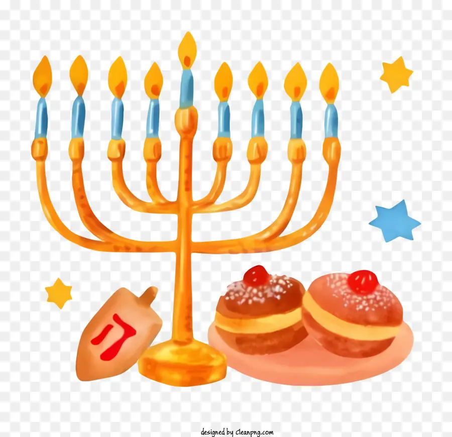 Judeu Menorah，Pintura Em Aquarela PNG