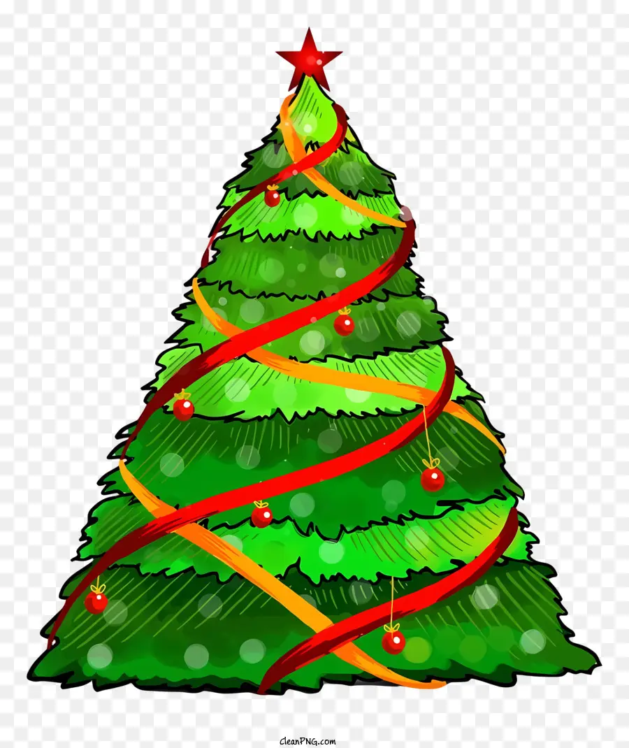 árvore De Natal，Fita Vermelha PNG