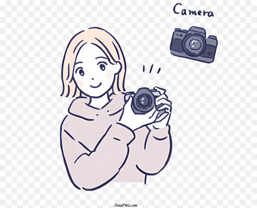 Menina Com Câmera，Jaqueta Marrom PNG