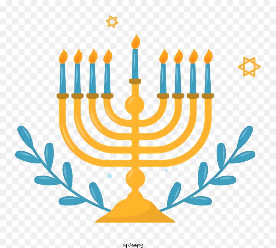 Menorah De Hanukkah，Velas Azuis E Brancas PNG