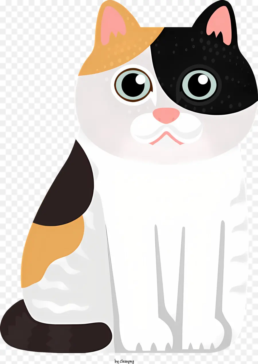 Gato Dos Desenhos Animados，Gato Branco Com Manchas Pretas PNG