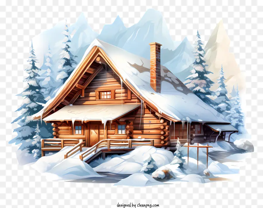 Cena De Inverno，Log Cabin PNG