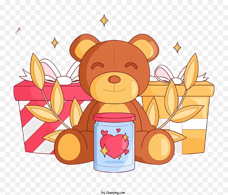 Desenho Animado Do Urso，Coração PNG