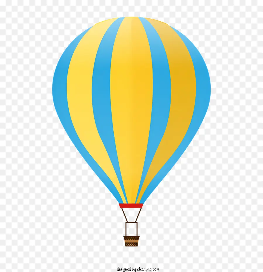 Balão De Ar Quente，Amarelo E Azul Listrado PNG