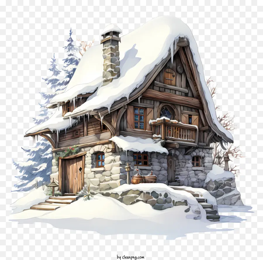 Casa Coberta De Neve，Temporada De Inverno PNG