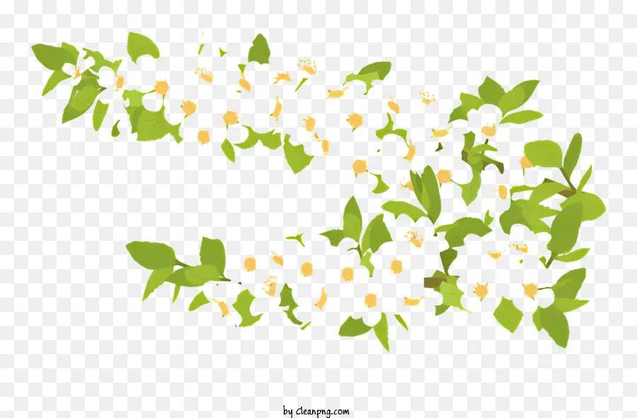 Arbusto De Folhas Verdes，Flores Brancas PNG