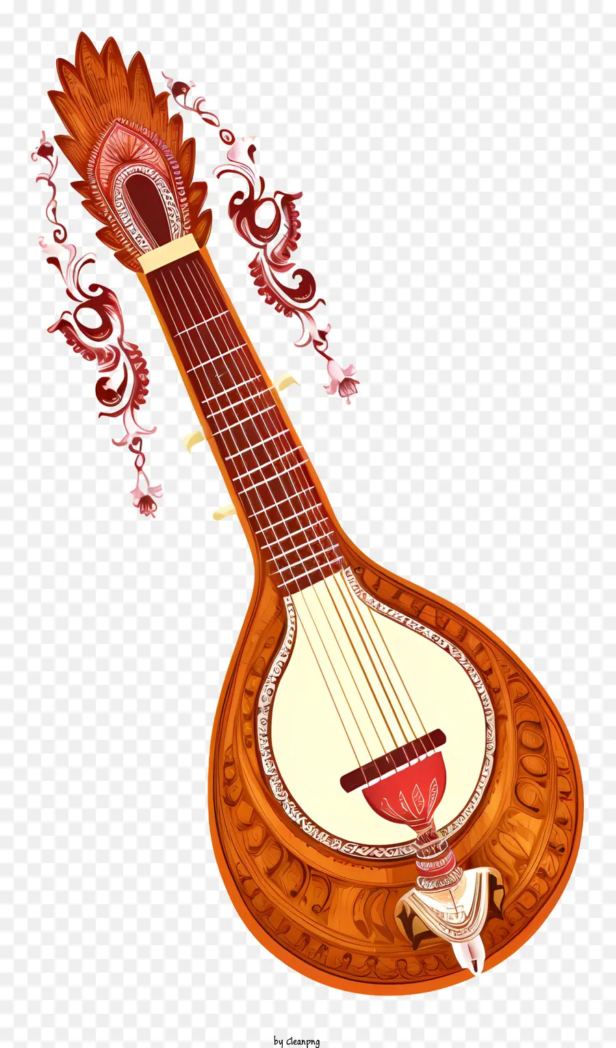 Sitar，Instrumento Musical Indiano PNG