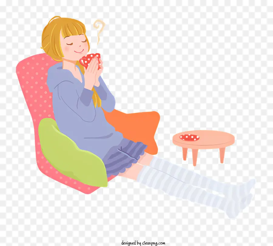 Ilustração Dos Desenhos Animados，Mulher Sentada Em Uma Poltrona PNG