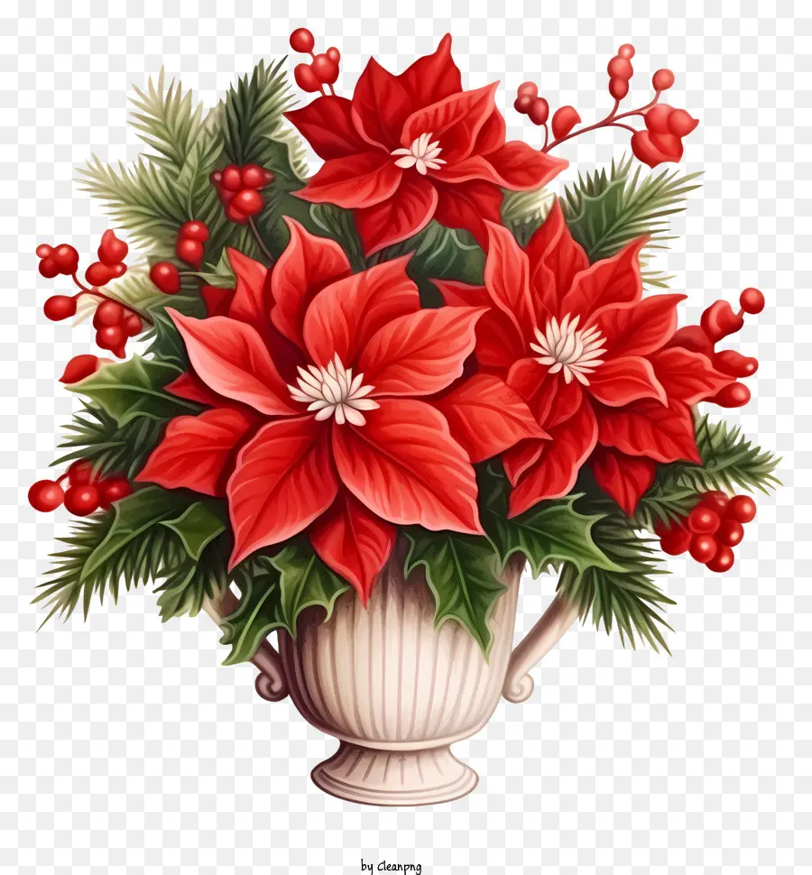 Vaso De Flor Vermelha，Poinsettias PNG