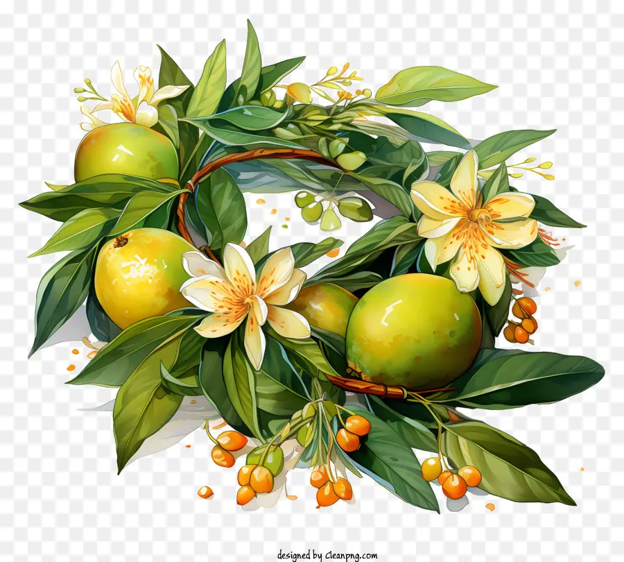 Grinalda De Limão，Flores Brancas PNG