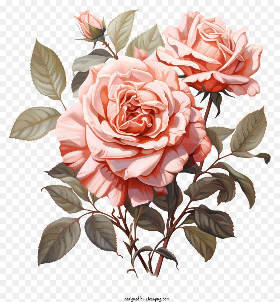 Rosas Cor De Rosa，Rosas De Flor Completa PNG