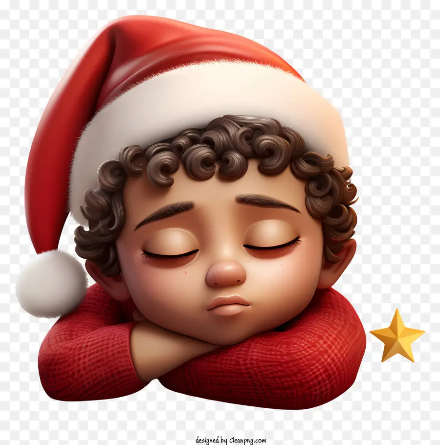 Criança Dormindo，Papai Noel Hat PNG