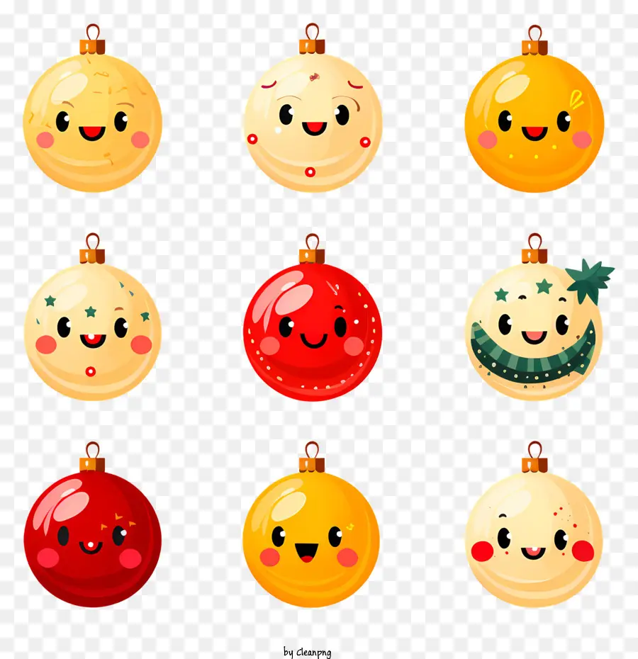 Cartoon Ornamentos De Natal，Decorações Festivas Fofas PNG