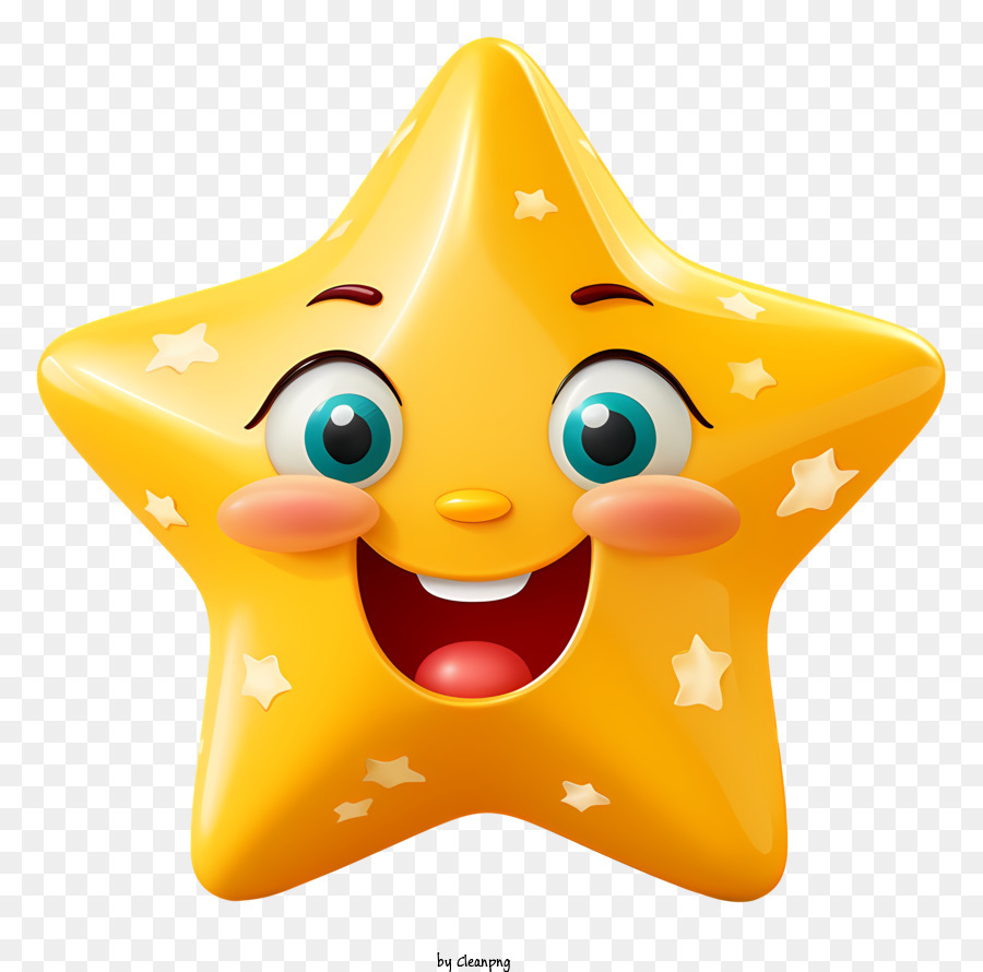 Baixe Estrela de desenho animado sorridente com olhos azuis PNG