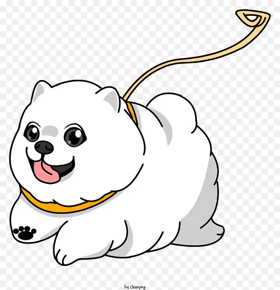 Pequeno Cachorro Branco，Cauda Longa Curva PNG