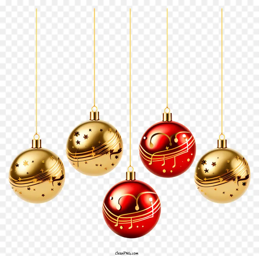 Ornamentos Vermelhos E Dourados，Decorações Para Árvores De Natal PNG