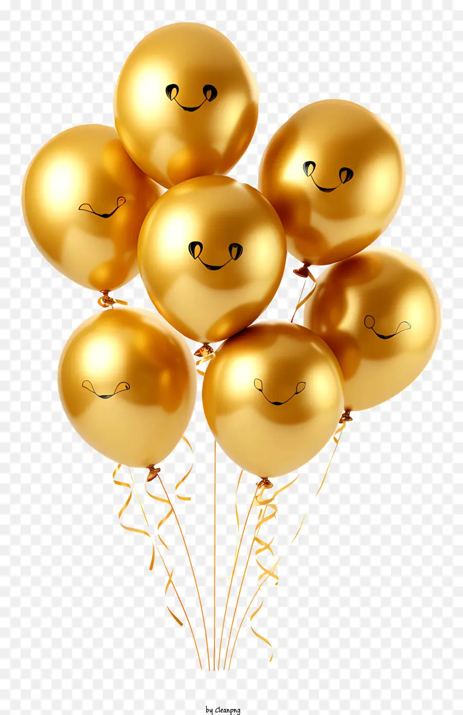 Balões De Ouro，Balões De Rosto Sorridente PNG