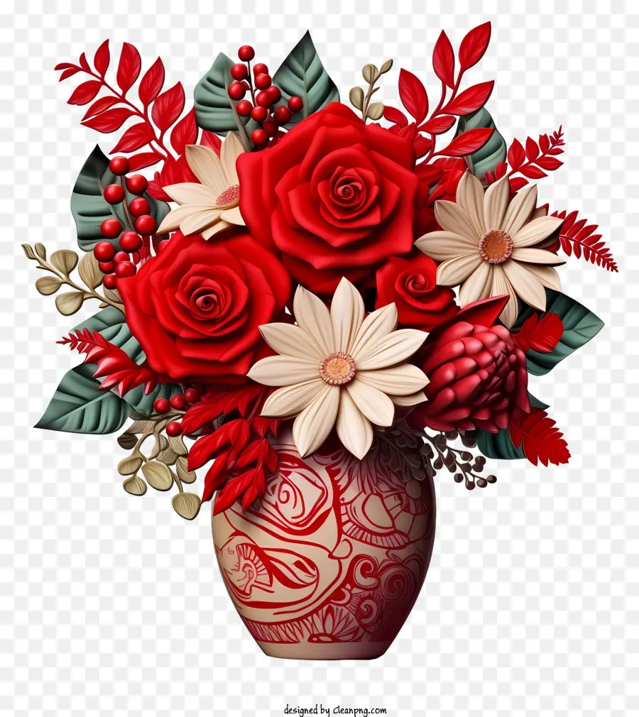Vaso Vermelho，Flores PNG