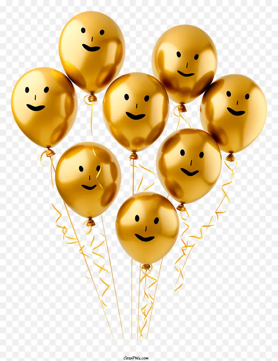 Balões De Papelão Dourado，Balões De Rosto Sorridente PNG