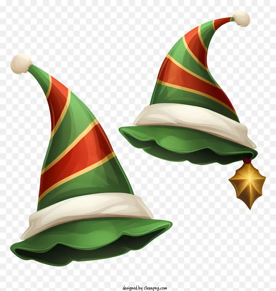 Chapéus De Elfo De Natal，Listras Vermelhas E Verdes PNG