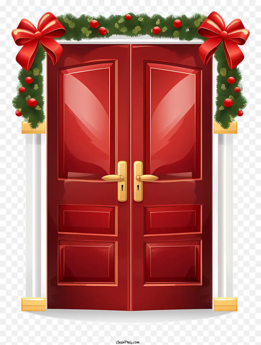 Natal Porta，Vermelho Porta De Madeira PNG