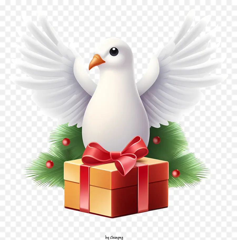Presente De Natal，Pomba Branca PNG