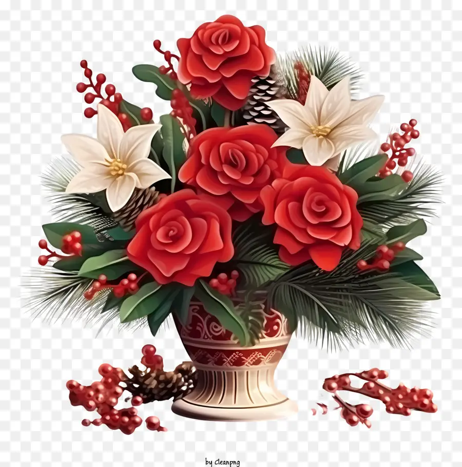 Arranjo De Vaso，Rosas Vermelhas PNG