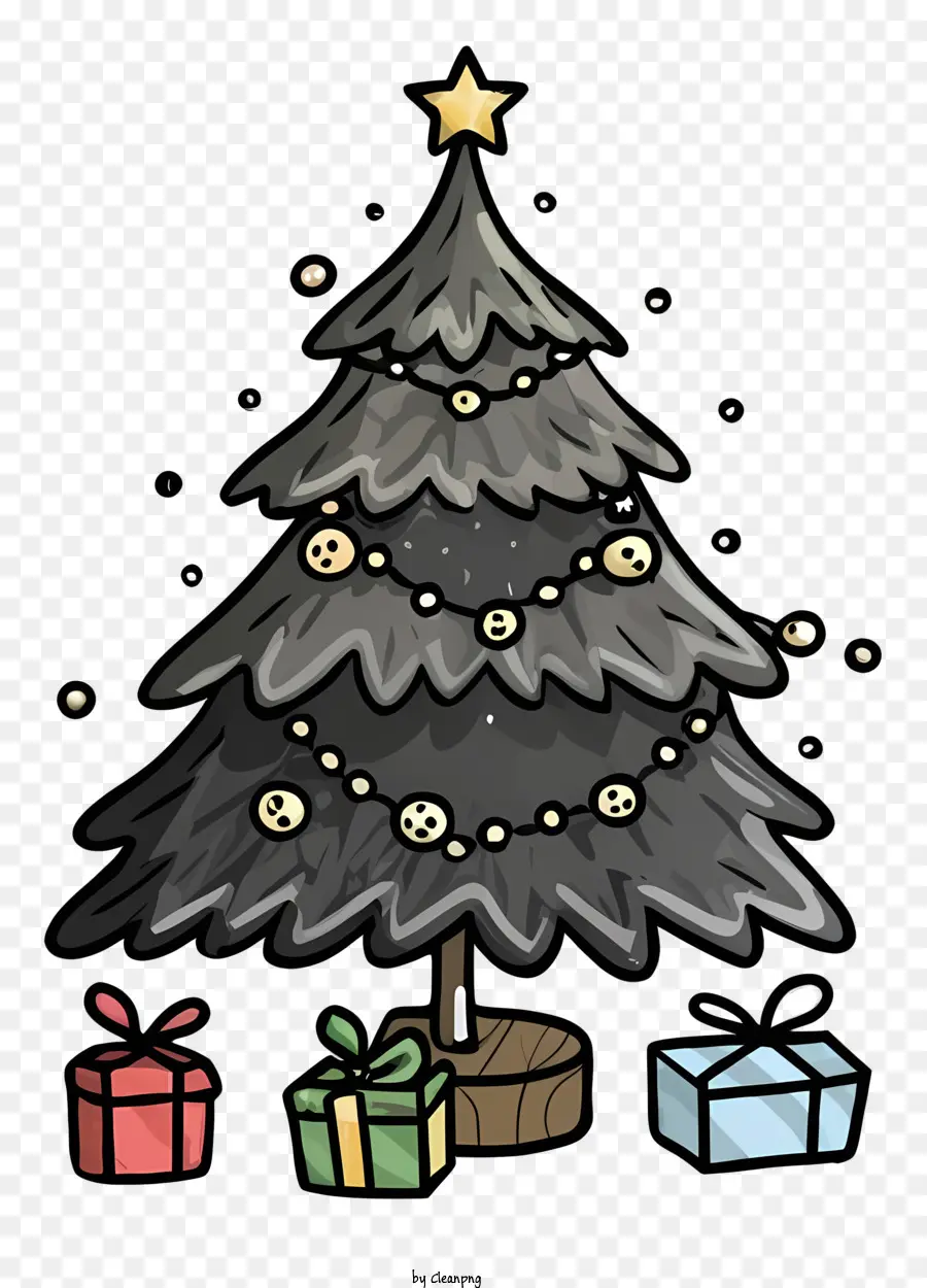 Árvore De Natal Preto，Decorações De Natal PNG