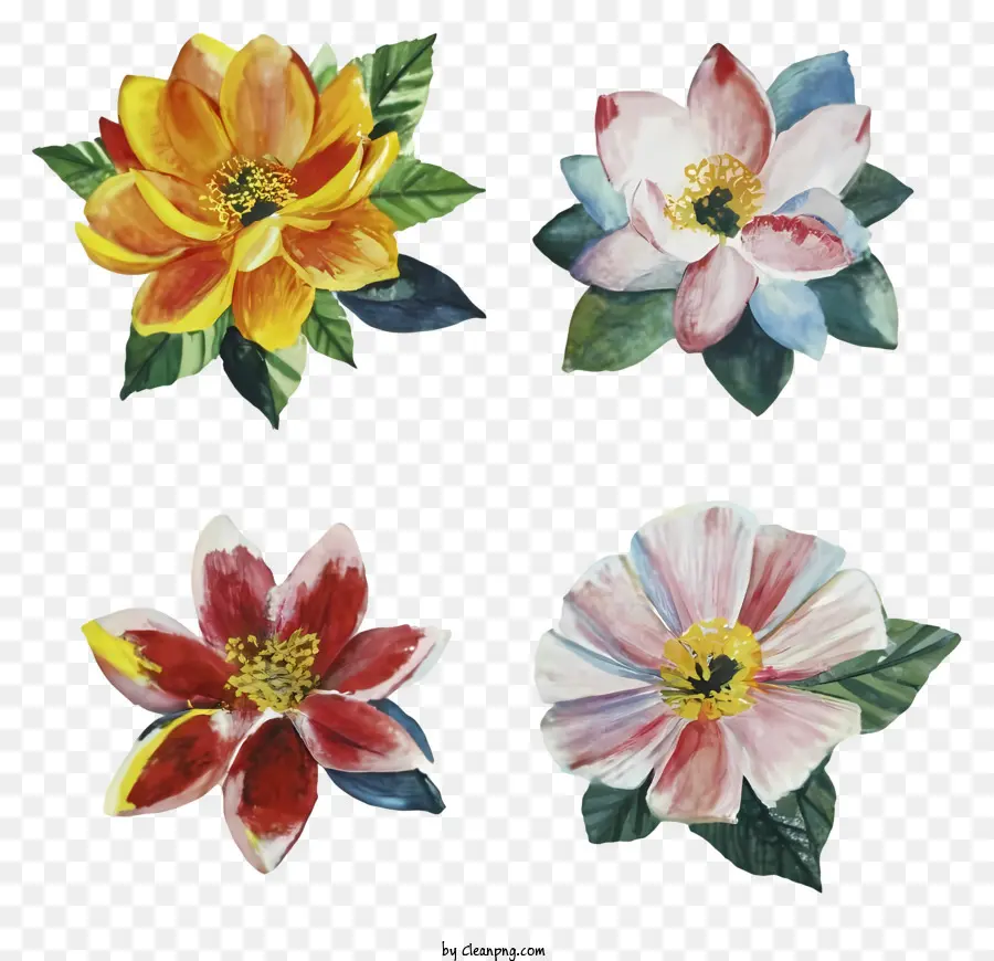 Cartoon，Aquarela Flores PNG