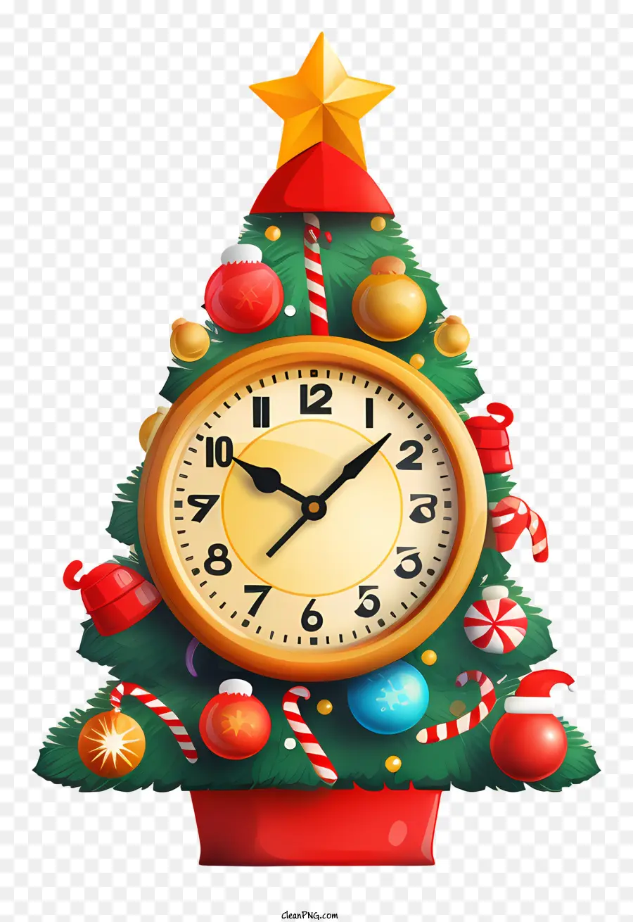 Natal Relógio，Relógio Ornamentado PNG