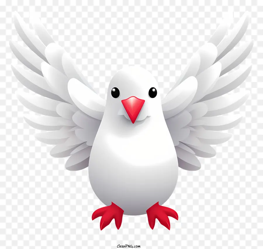 Pássaro Branco，Bico Vermelho PNG