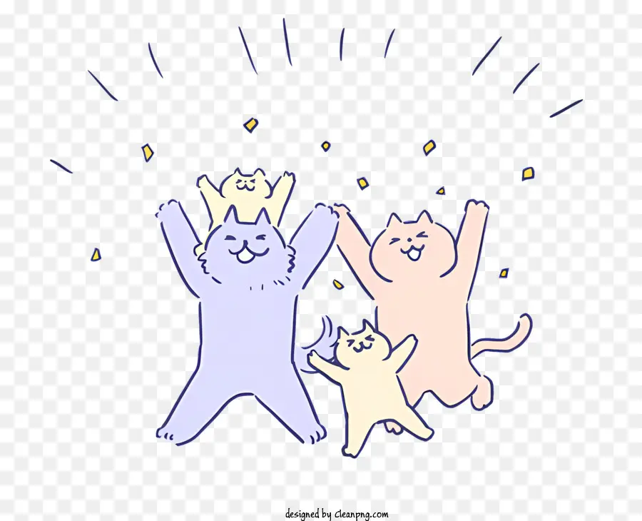 Dos Desenhos Animados De Gatos，Celebração PNG