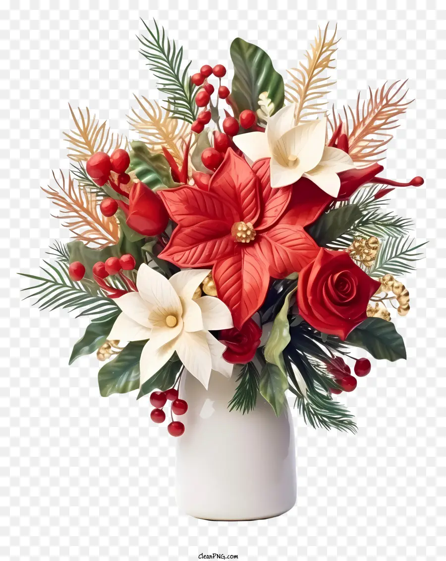 Flores Vermelhas E Brancas，Arranjo De Buquê PNG